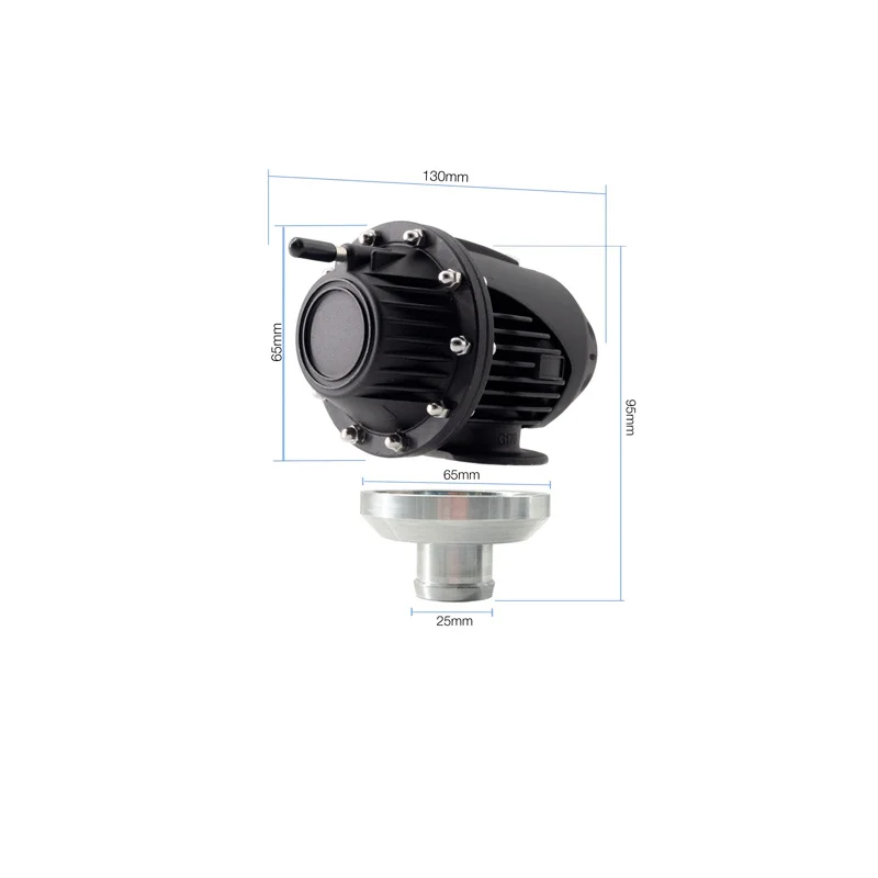 Simoni Racing Universele Blow-Off Valve Type 14 - voor benzineturbomotoren - Aansluiting 25mm, Lengte 95mm, Diameter 75mm - Zwart
