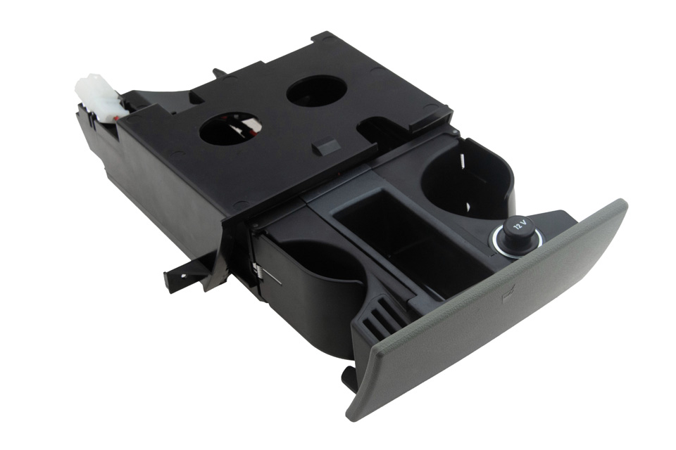 Bekerhouder met asbak / 12V aansluiting - NTY - Grijs - (Vw Transporter T5) - Alleen geschikt voor rechts gestuurde voertuigen