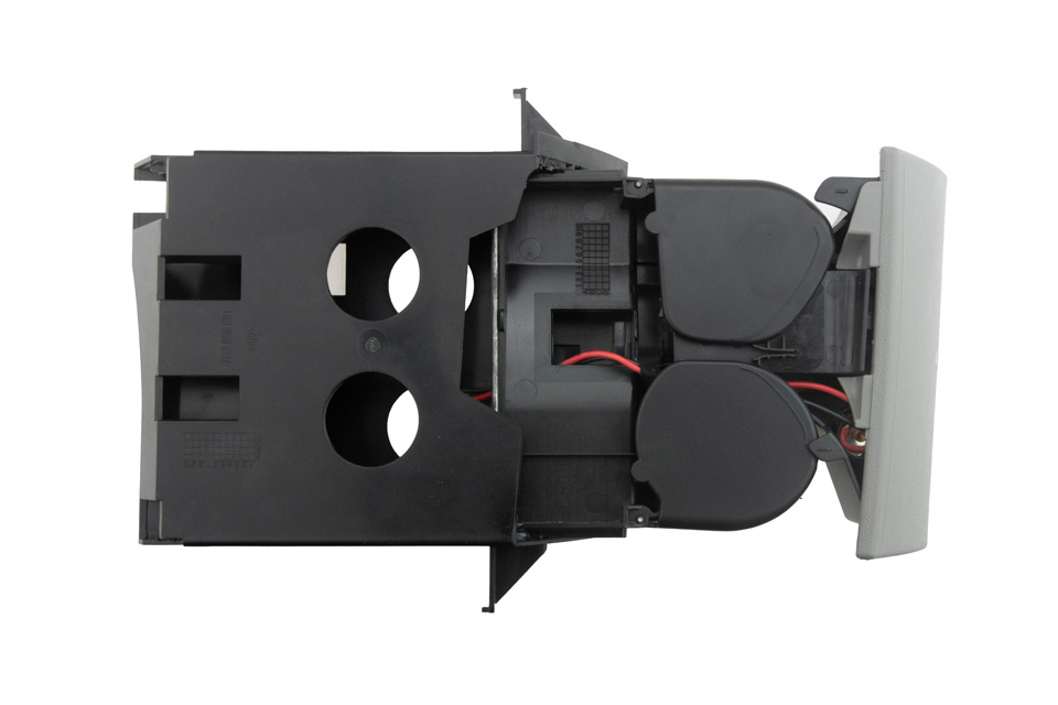 Bekerhouder met asbak / 12V aansluiting - NTY - Grijs - (Vw Transporter T5) - Alleen geschikt voor rechts gestuurde voertuigen